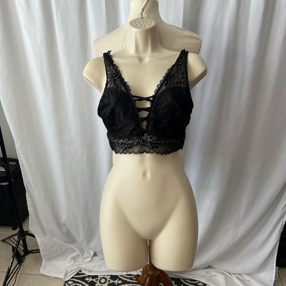 🖤 VENUS Black Lace Plunge Bralette | Size L 🖤